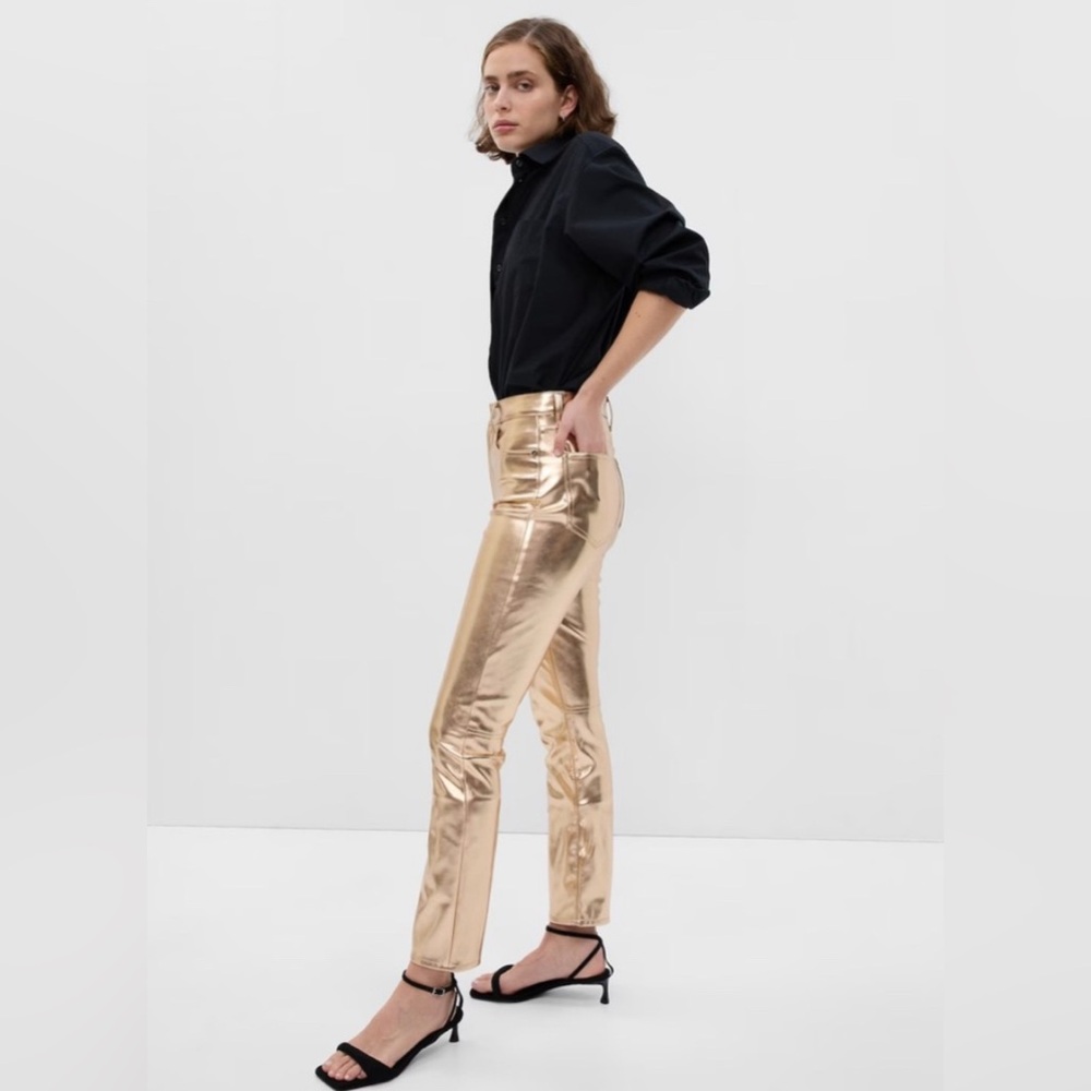 NWOT Gap Vegan Leather Cheeky Straight Pants - Picture 4 of 6